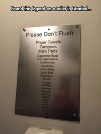 Tout ce qu'il ne faut pas jeter dans les toilettes d'un établissement d'Istanbul