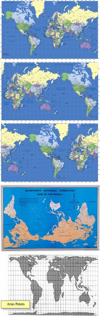 Planisphères utilisés dans les livres de géo en fonction de ton pays de résidence