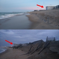 Erosion de plages suite à l'ouragan Florence.