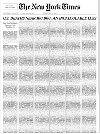 La "Une" du New-York Times ce Dimanche 24 Mai 2020