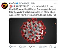 La souche NB.1.8.1 du Covid-19 a été identifiée en France pour la 1ère fois.