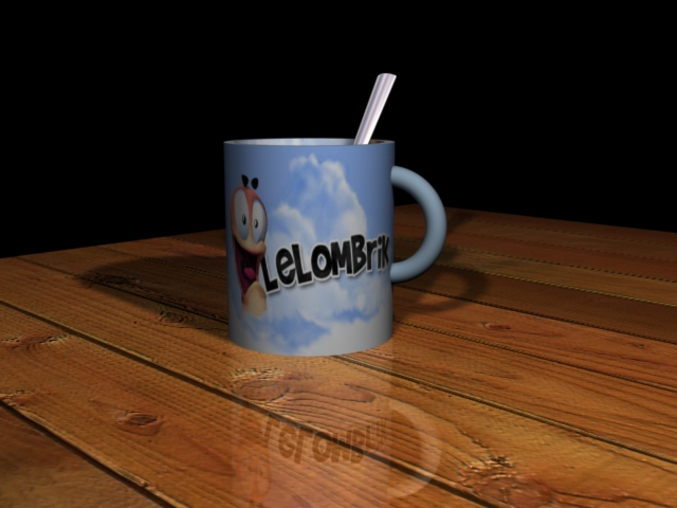 Une tasse Lelombrik en 3D.