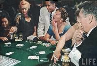 Las Vegas, table de black-jack (=twenty one = 21), dans les années 60