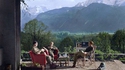 Eté 1946 : soldats alliés sur une terrasse de la maison d'Hitler à Berchtesgaden