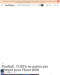 Football : l'UEFA ne paiera pas d'impôt pour l'Euro 2016