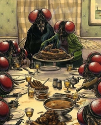 Repas de famille chez "Les Mouches".