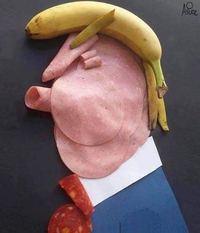 Trump en bananes et charcuterie