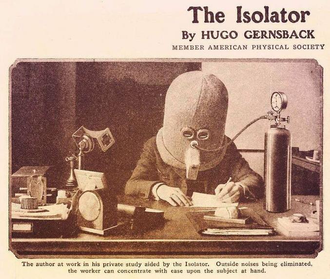"L'isolateur": un casque pour isoler de la distraction; Tiré du journal Science And Invention, juillet 1925.