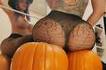 4 citrouilles en préparation pour Halloween