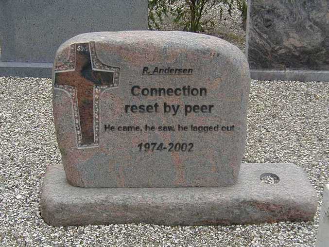 Une pierre tombale d'un geek.
