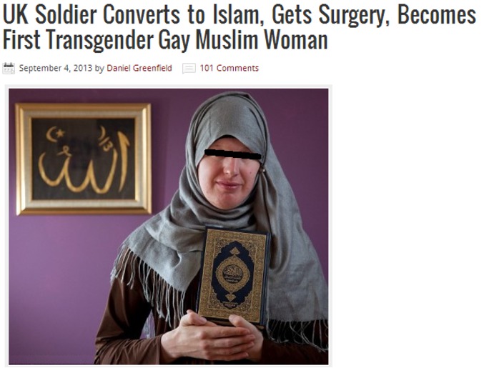 Le soldat anglais converti à l'Islam, devenu par chirurgie, la première femme transgenre homosexuelle musulmane.