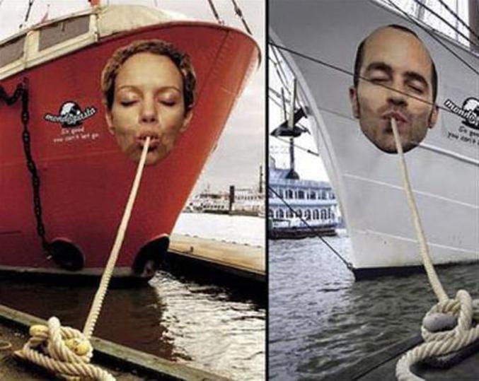 Une publicité pour des Spaghettis sur un bateau