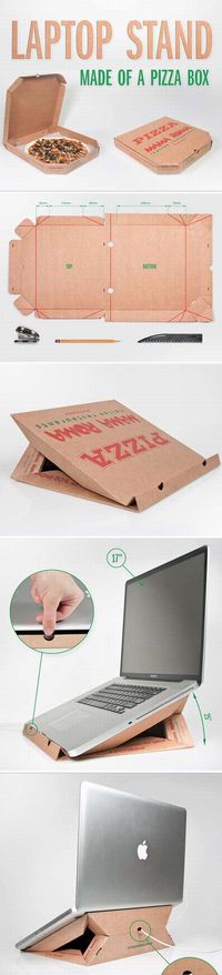 Socle à ordinateur portable avec boite à pizza