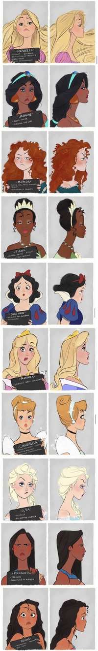 Princesses Disney mugshots