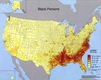 Répartition, en pourcentages, des noirs aux USA