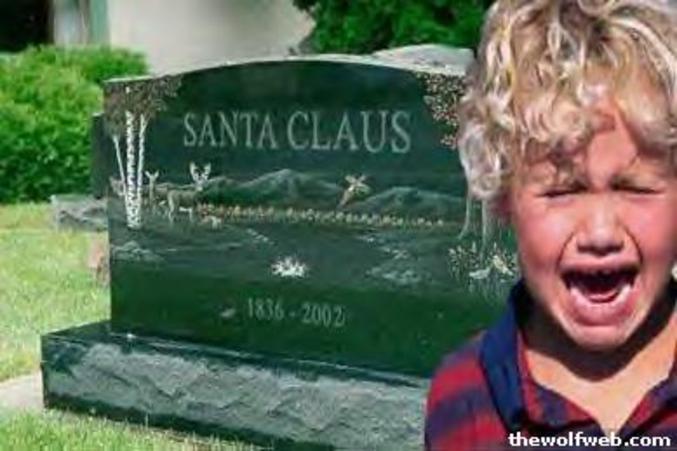 Un enfant pleure la mort du père noël.