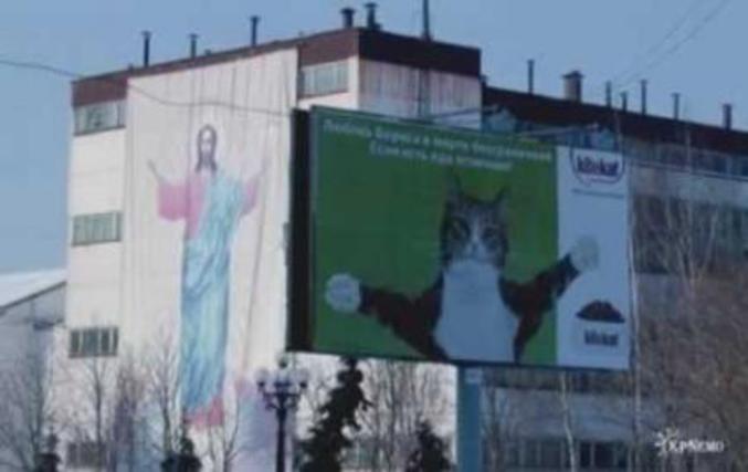 Le chat d'une publicité annonce l'arrivée prochaine de nouvelles croquettes.