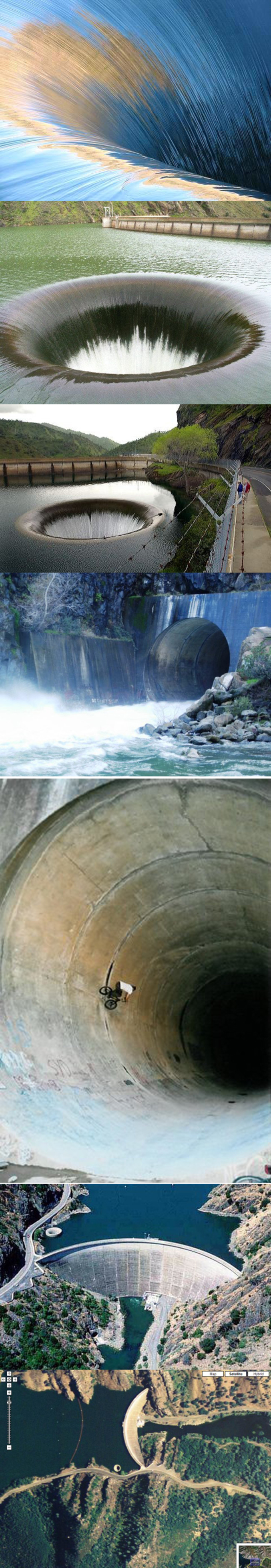 Le barrage de Monticello Dam et son "glory hole".