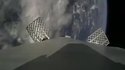 Le lanceur de la fusée falcon 9 qui revient atterrir sur terre 