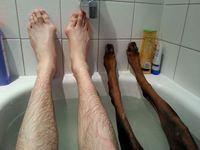 Le bain avec le chien