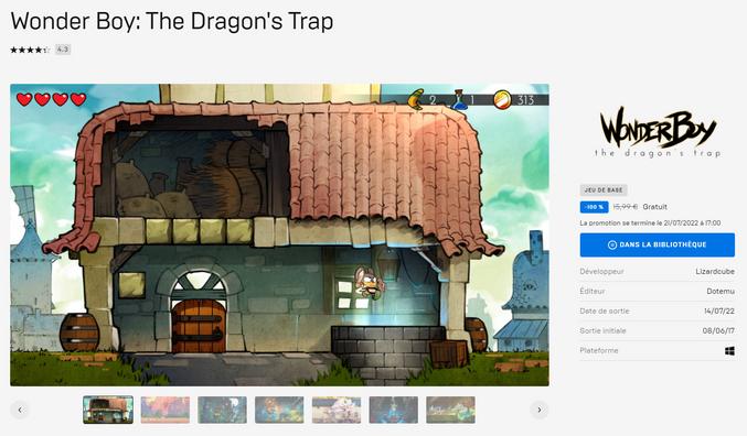 Le remake de Wonder Boy: The Dragon's Trap est gratuit sur le Epic Store !