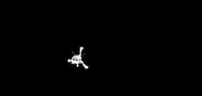 L'atterrisseur Philae photographié par Rosetta peu après sa séparation.