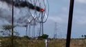 une éolienne en feu