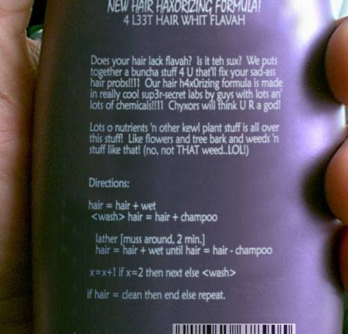 Un shampooing écrit en leet. Réservé aux codeurs.