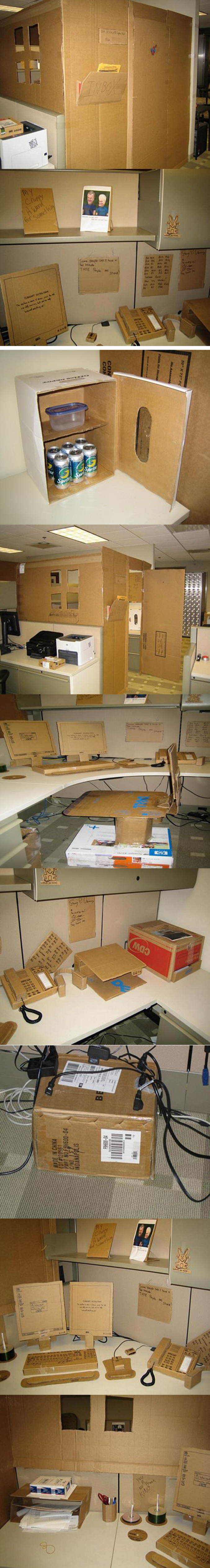 Un bureau entièrement réalisé en carton.