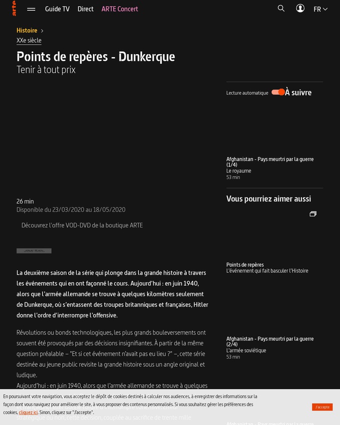Excellent petit documentaire sur la bataille de Dunkerque avec des illustrations de synthèse, qui remet un peu les choses à leur place.
