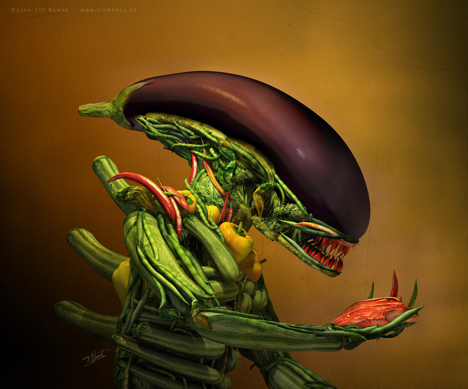 Un Alien fait en légumes.