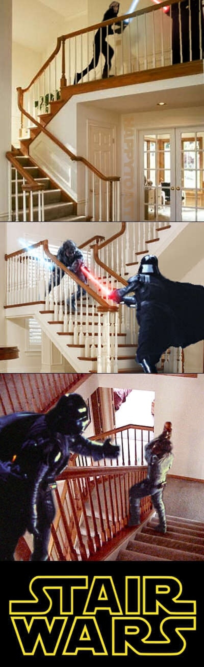 Des scènes des Star Wars dans les escaliers.