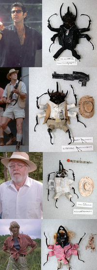 Des insectes déguisés en personnages de Jurassik Park