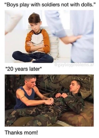 Les garçons, ça joue avec des soldats, pas avec des poupées !