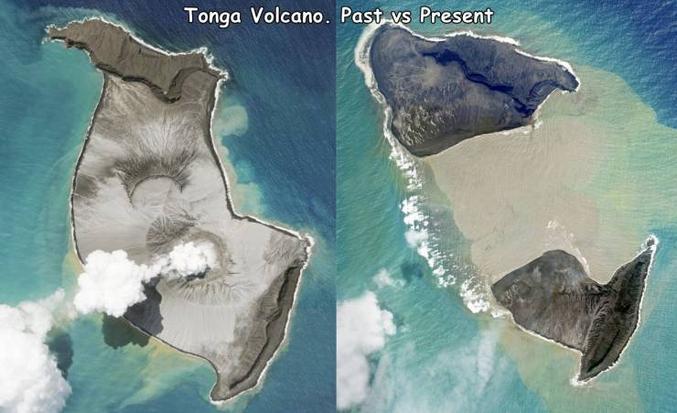 Avant / Après l'éruption du volcan Tonga