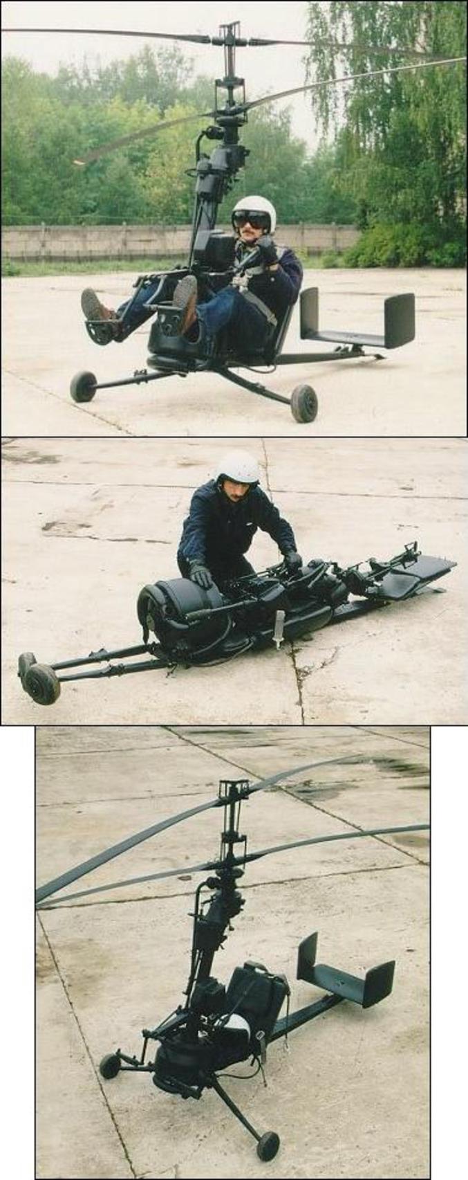 Un hélicoptère assez pratique à transporter.