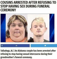 Les 2 cousins n'arrêtaient pas de forniquer pendant les funérailles de la grand-mère !