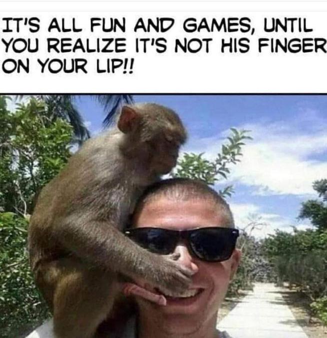 Que ce n’est pas le doigt du singe sur ses lèvres . 