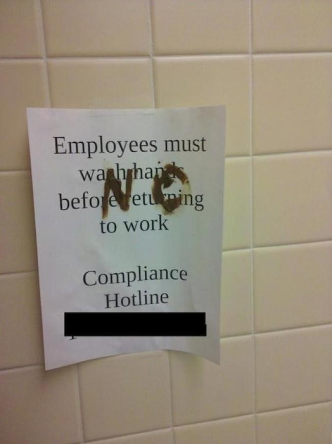 Les employés doivent se laver les mains avant de retourner travailler.