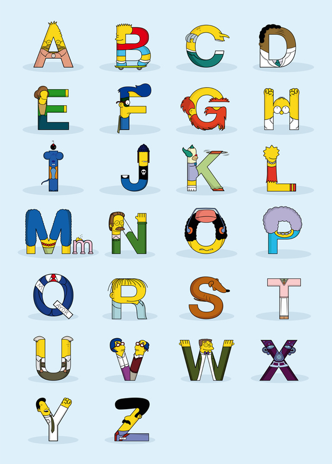 L'alphabet avec les personnages des Simpson