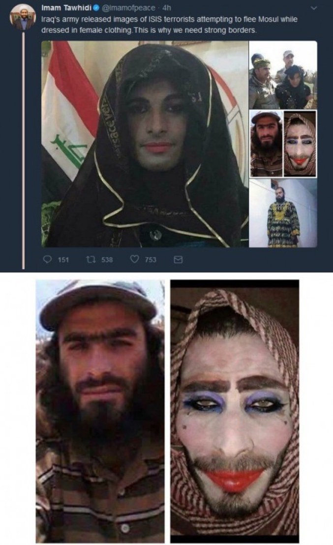 L'armée irakienne diffuse des images des terroristes de Daesh qui ont tenté de fuir Mossoul déguisés en femmes.