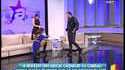Climbing a ladder in a Romanian TV show 