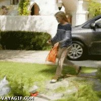 La dame qui s'est pris un rateau
