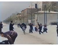 Bataille de neige en 1897 à Lyon .