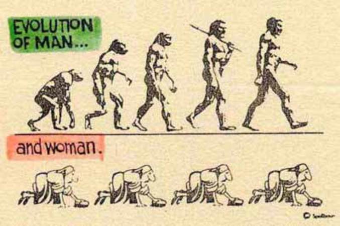 L'évolution de l'homme par rapport à la femme.
