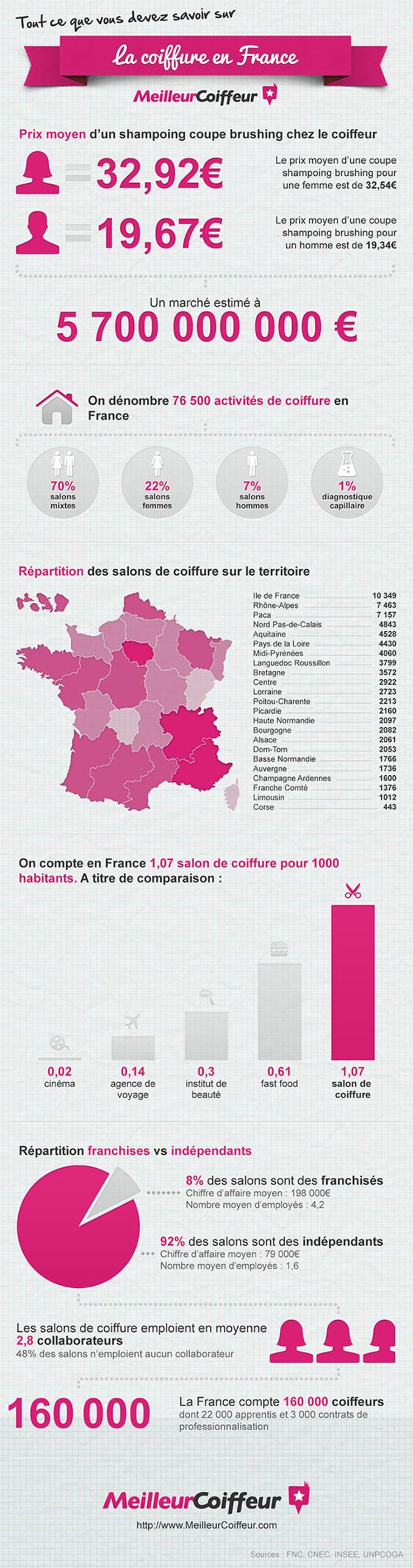 Infographie sur la coiffure en France