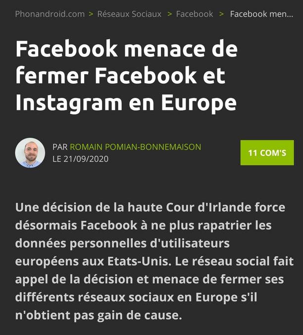 Quelque chose me dit que Facebook n'a pas compris le principe d'une menace...

Lien vers l'article : https://www.phonandroid.com/facebook-menace-de-fermer-facebook-et-instagram-en-europe.html
