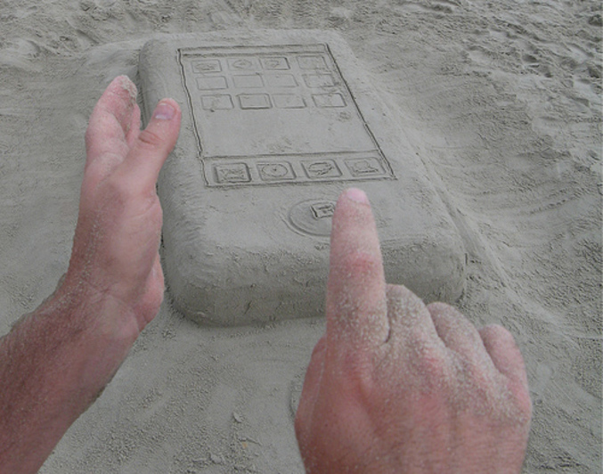 Un iphone en paté de sable.