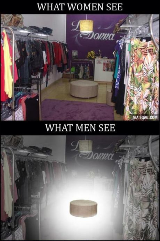 Ce que les garçons et les filles voient dans un magasin.