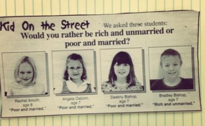 Est-ce que vous préféreriez être riche et célibataire ou pauvre et marié(e) ?